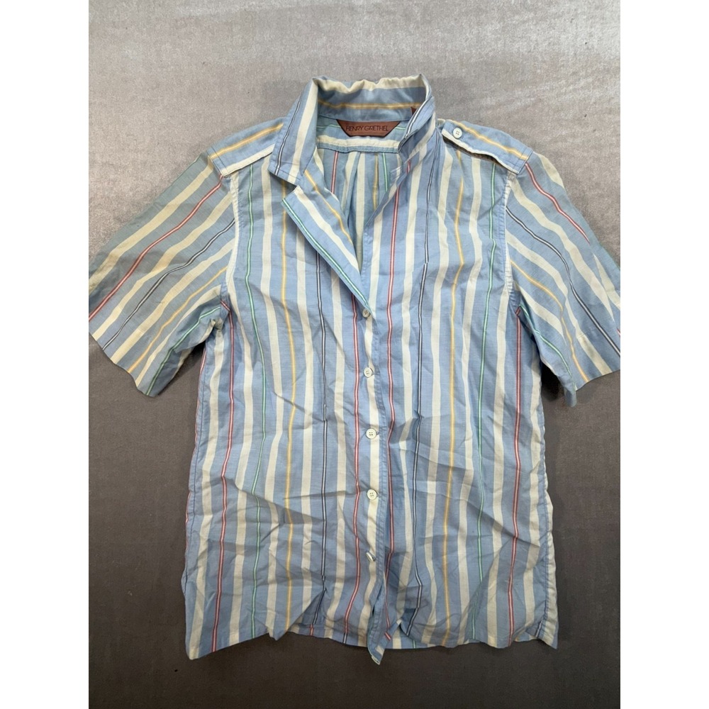 Henry Grethel Women Button Up Shirt Striped Size 6 Blue
